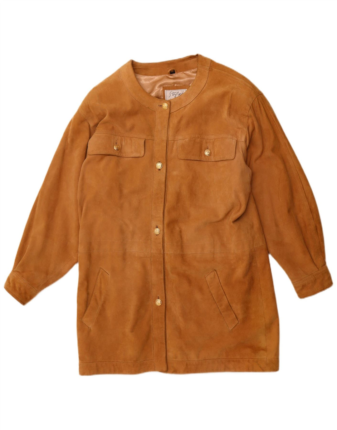 YORN Женское замшевое пальто оверсайз EU 40, кожа среднего бежевого цвета