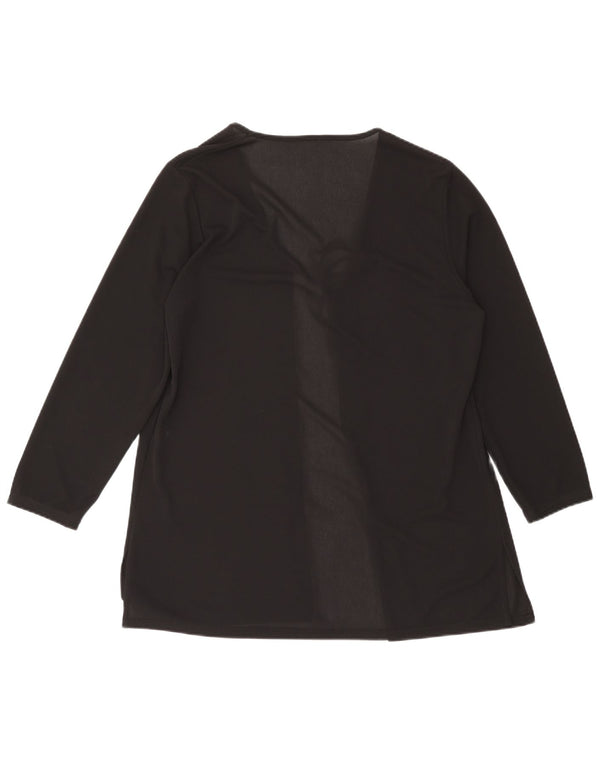 Винтажный женский кардиган с длинными рукавами, Великобритания 16, большой черный полиэстер