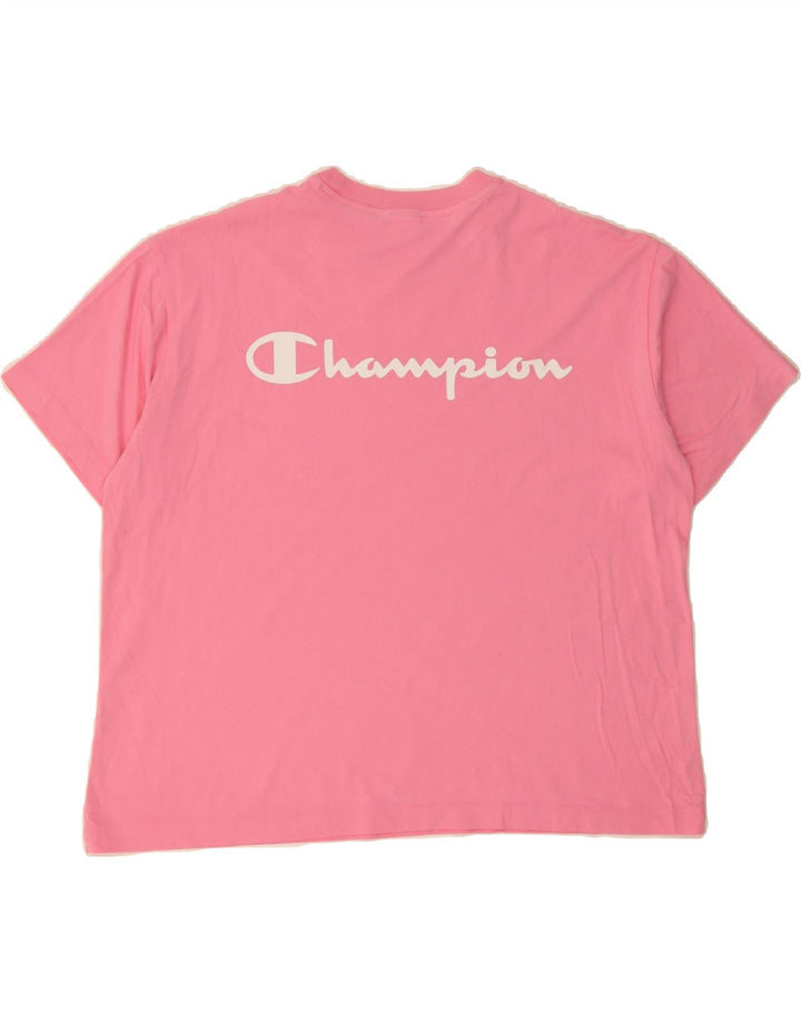 CHAMPION Womens Oversized Graphic T-Shirt Top UK 14 Medium Pink Vintage Champion and Second-Hand Champion from Messina Hembry 