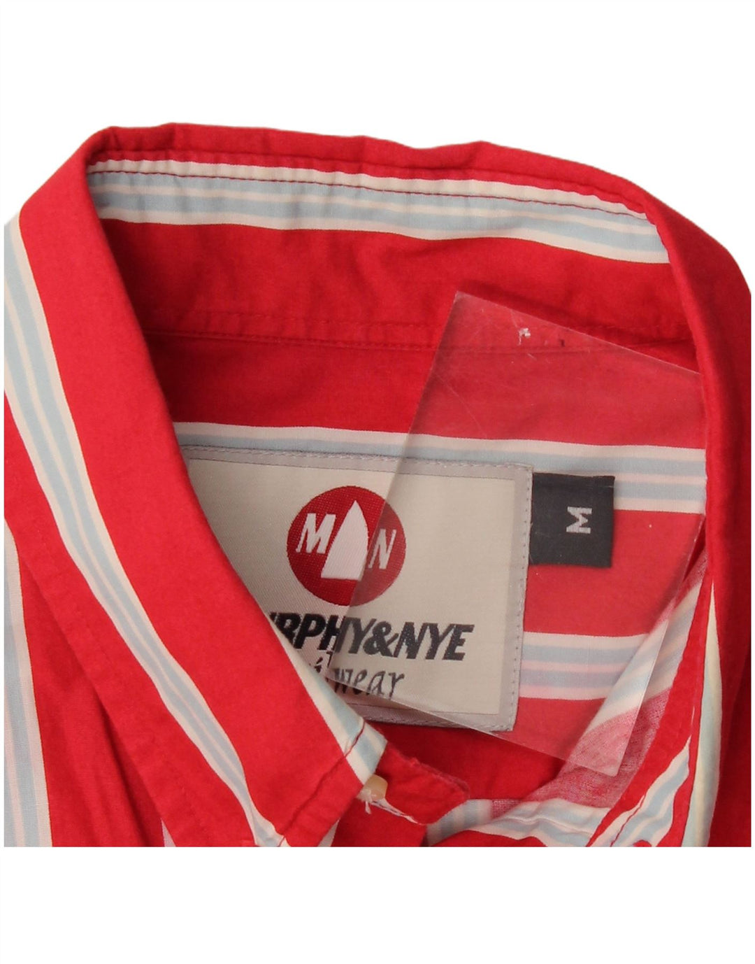 Мужская рубашка с коротким рукавом MURPHY & NYE в красную полоску среднего размера