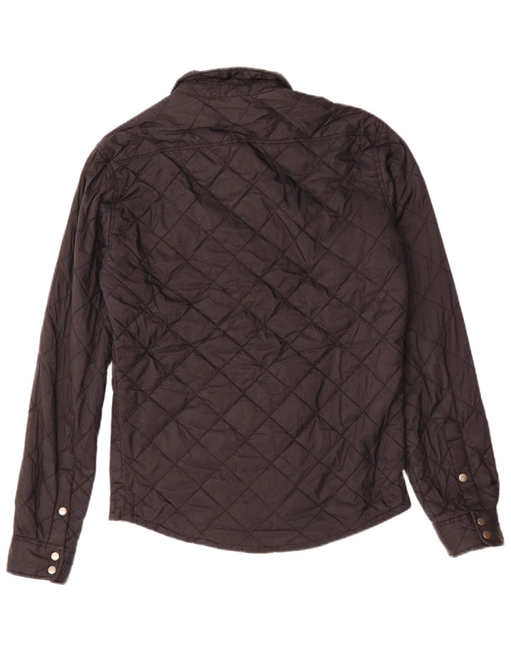 Мужская стеганая рубашка приталенного кроя ZARA, средний черный полиэстер