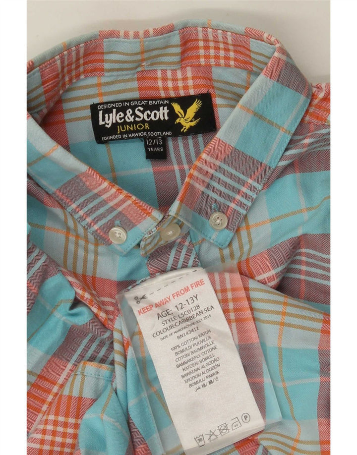 Рубашка с короткими рукавами Lyle & Scott для мальчиков 12–13 лет, хлопковая разноцветная клетка