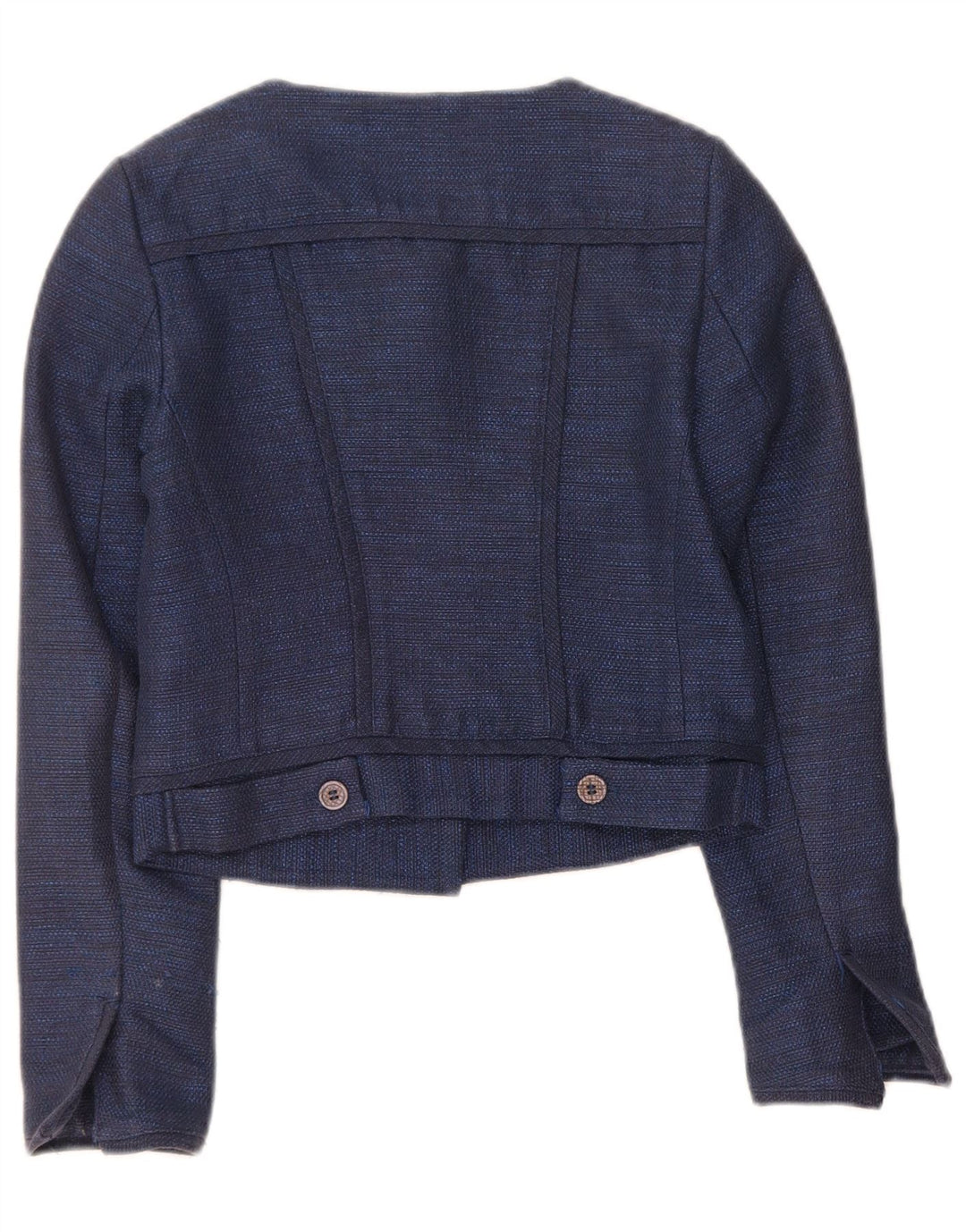 BENETTON Womens Sartoria Crop 4 Button Blazer Jacket IT 38 XS Navy Blue