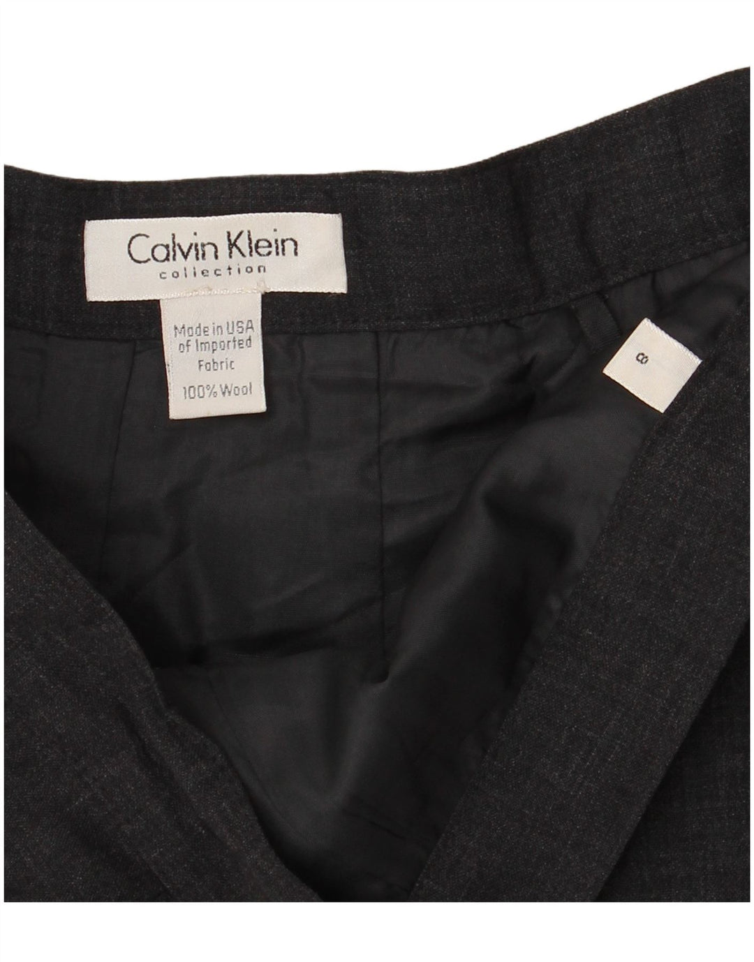CALVIN KLEIN Женская прямая юбка US 8 Medium W26 Серая шерсть