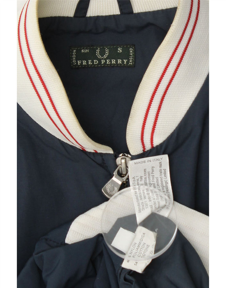 Женская куртка-бомбер Fred Perry UK 10, маленькая, темно-синяя, нейлон с цветными блоками