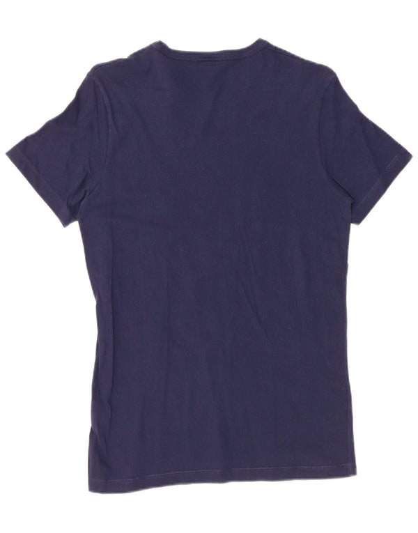 Женская футболка BENETTON с рисунком арахиса, топ UK 10, маленький размер, темно-синий, хлопок