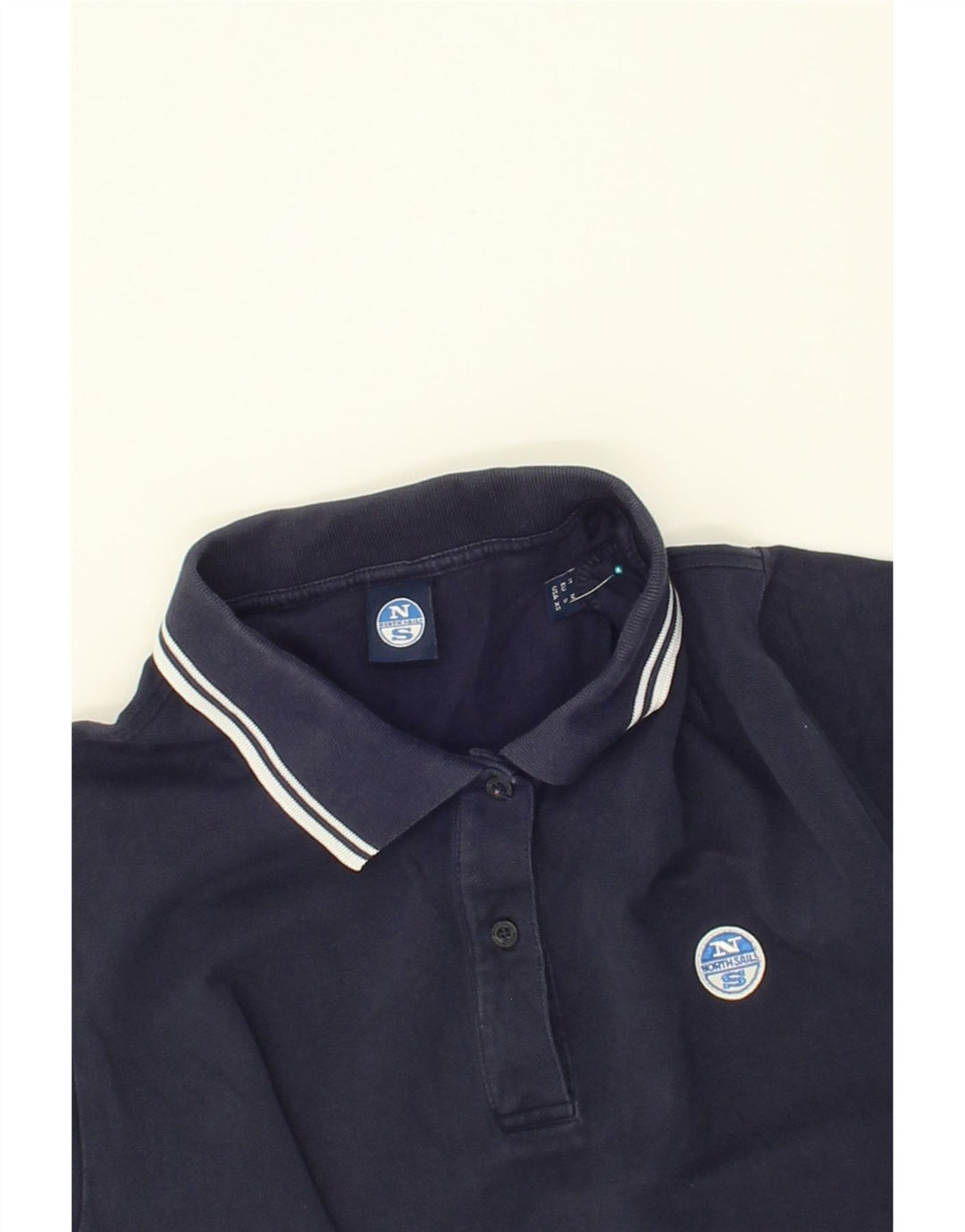 NORTH SAILS Womens Polo Shirt UK 14 Medium Navy Blue Cotton Vintage North Sails and Second-Hand North Sails from Messina Hembry 