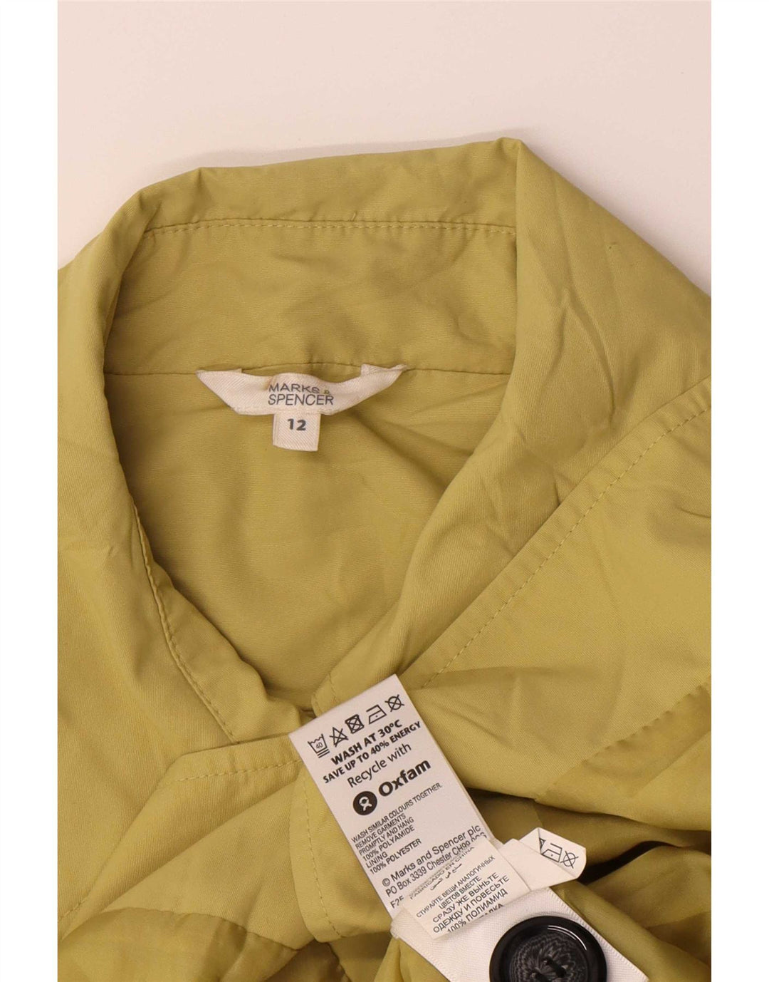 Женский тренч Marks & Spencer UK 12, полиамид среднего зеленого цвета