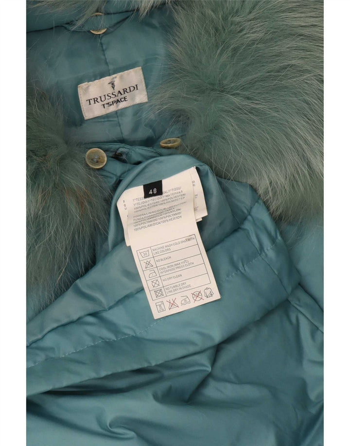 Trussardi Женское стеганое пальто IT 48 XL Бирюзовый Полиэстер