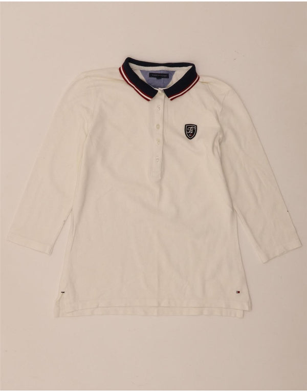 Женская рубашка-поло для регби с рукавом 3/4 Tommy Hilfiger UK 10, маленькая белая