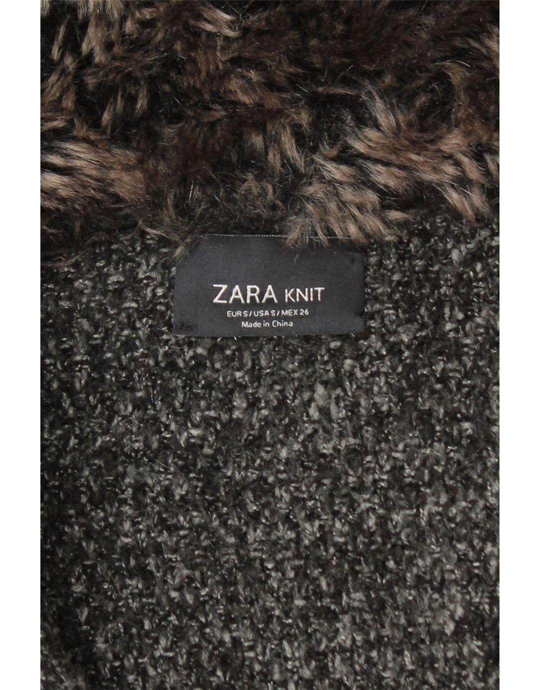 Женское вязаное пальто оверсайз Zara UK 10, маленькое черное акриловое пятнышко