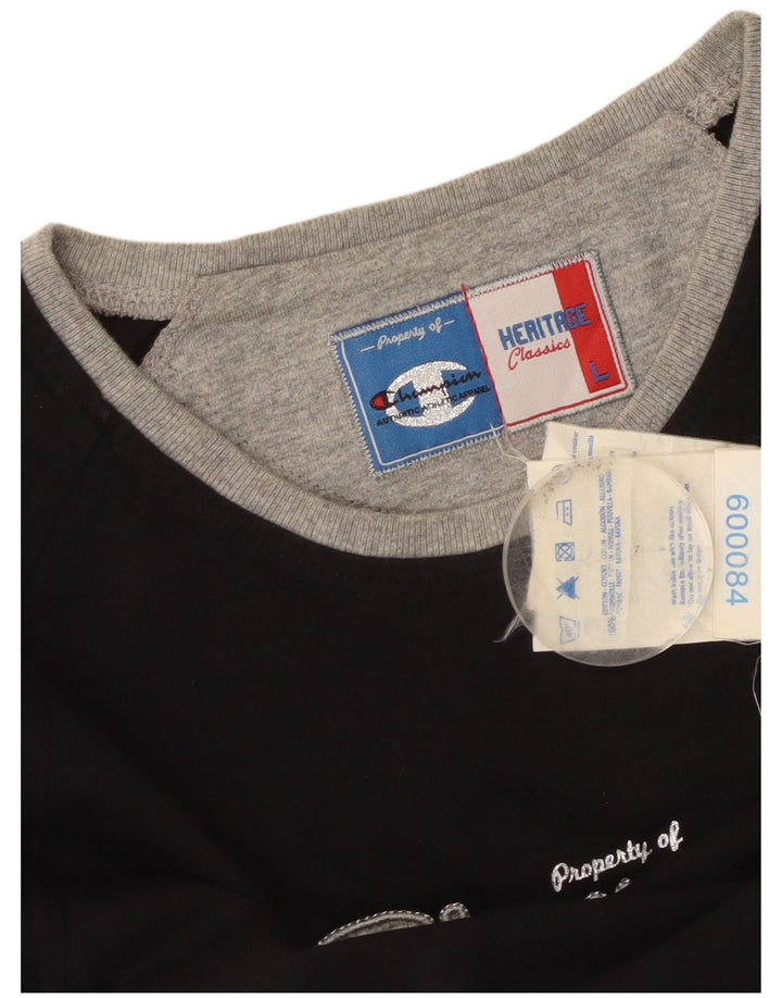 Женский топ с рисунком CHAMPION с длинным рукавом UK 14, большой черный цвет