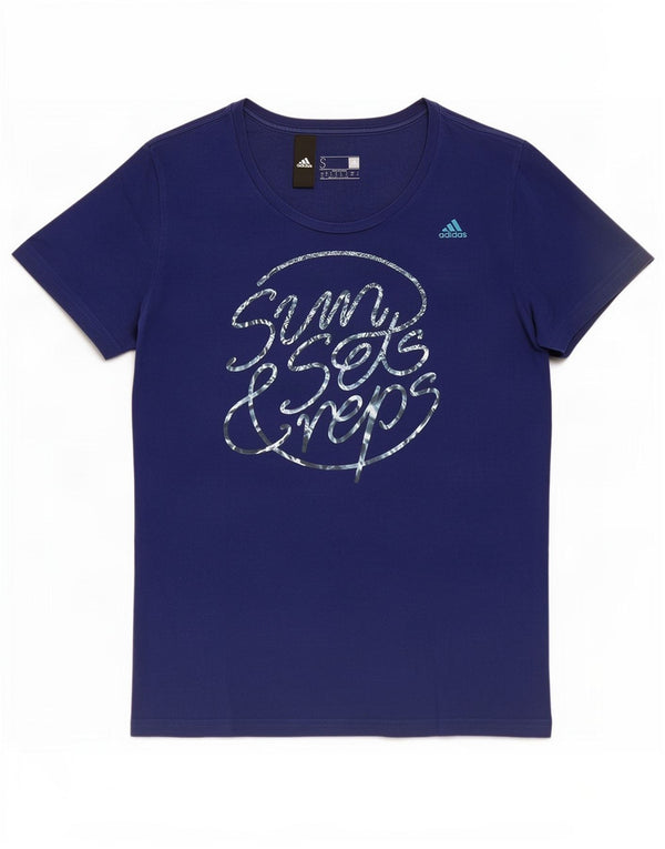 Женская футболка с рисунком Adidas Top UK 8/10, маленький синий хлопок