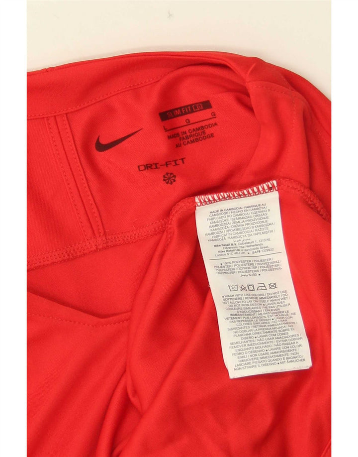Мужские кроссовки Nike Dri Fit Slim Fit с графикой и длинными рукавами, большой красный полиэстер