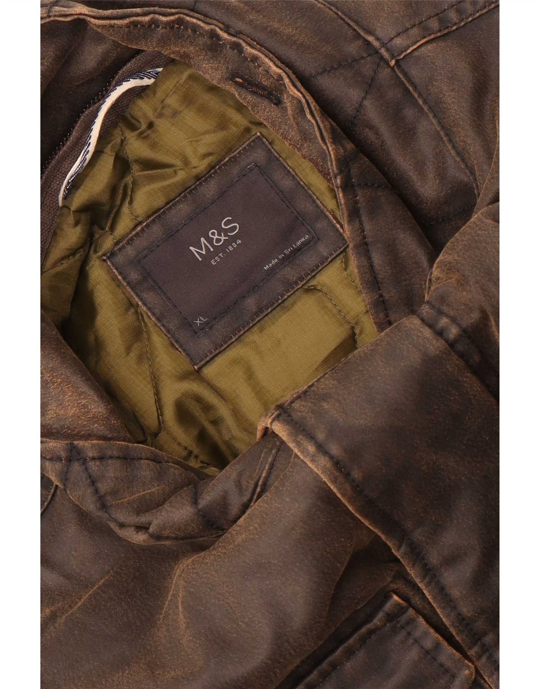 Marks & Spencer Mens Waxed Cotton Jacket UK 42 XL Brown