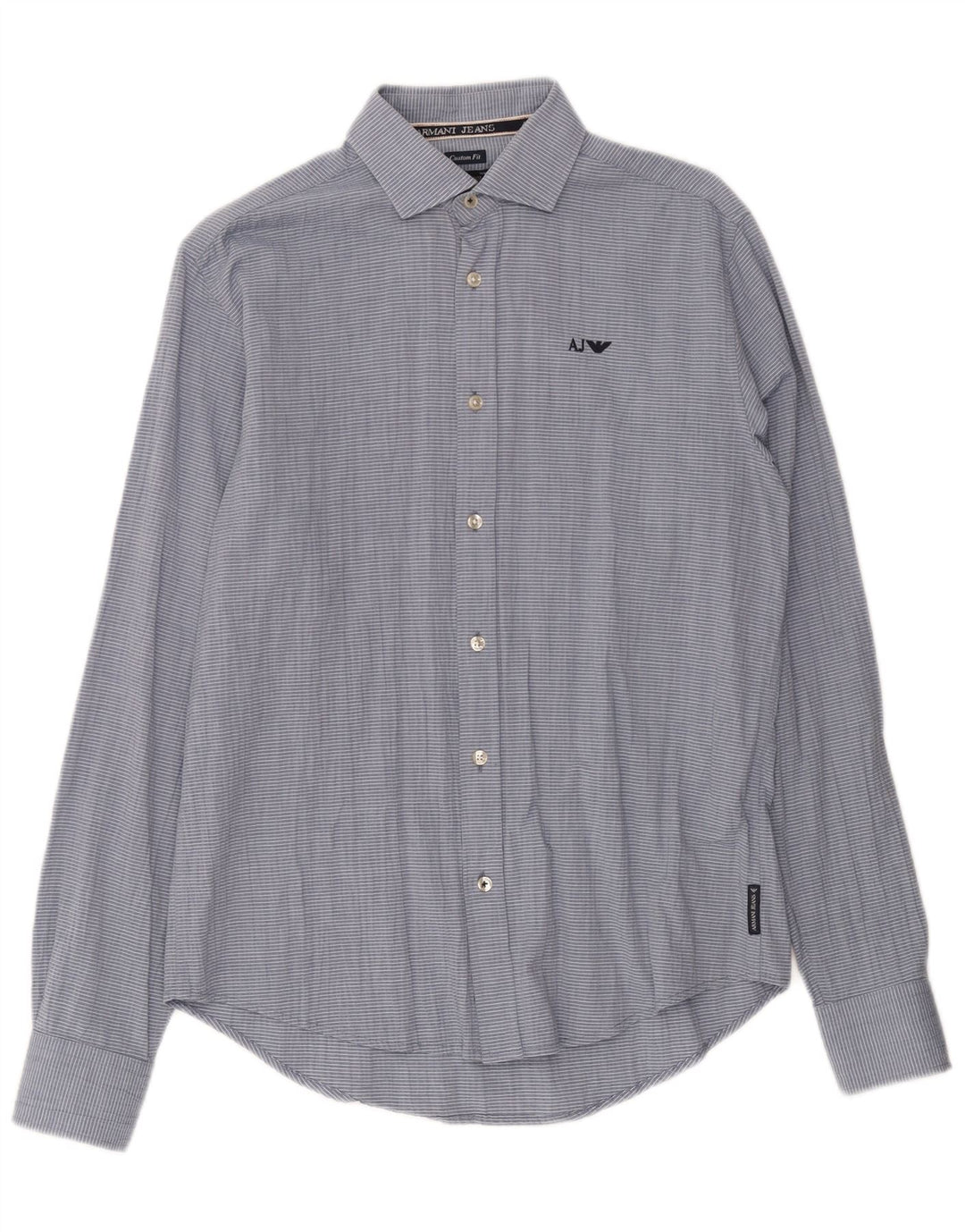 Armani Jeans Мужская рубашка на заказ среднего синего цвета в тонкую полоску