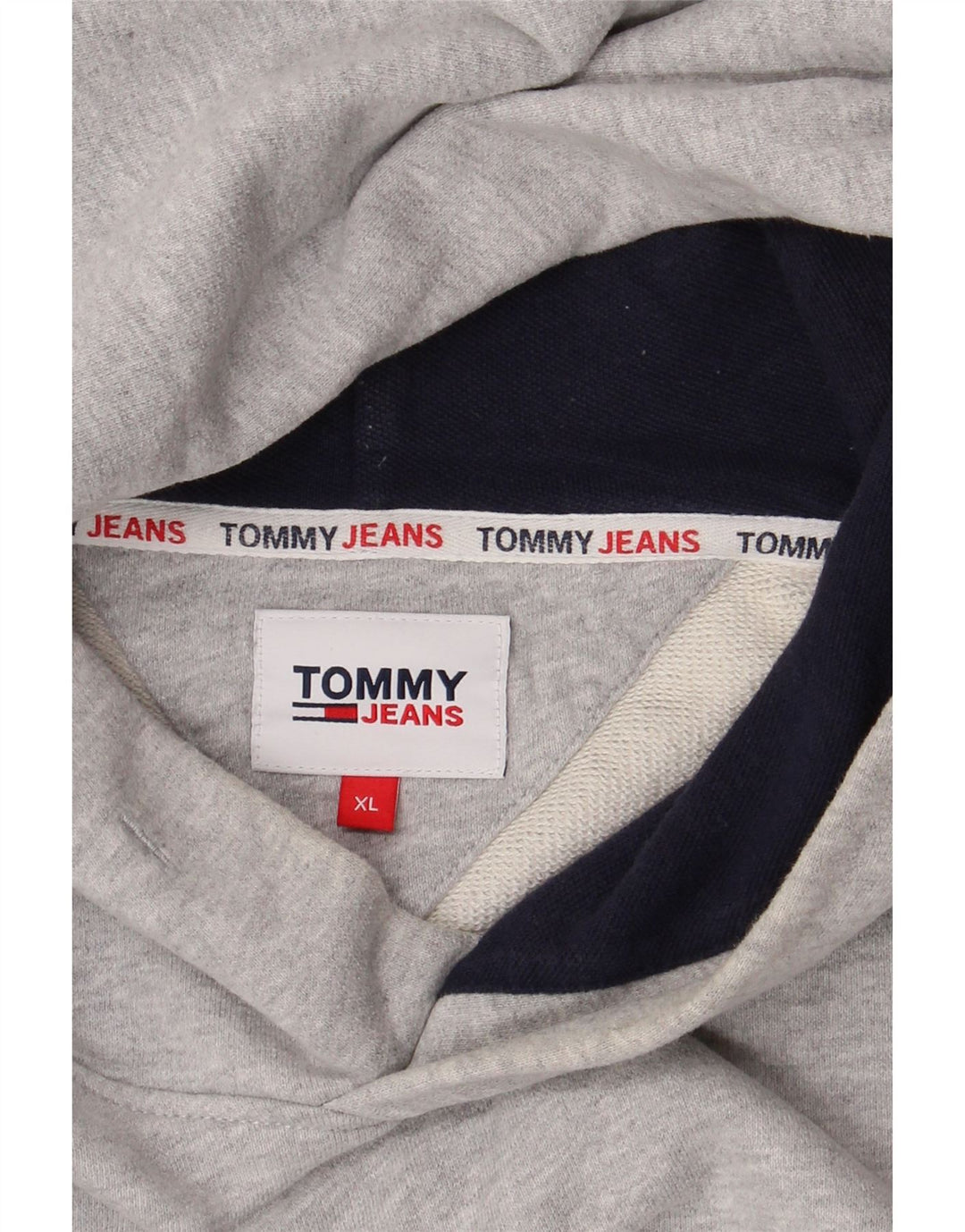 TOMMY HILFIGER Мужской джемпер с капюшоном с графическим рисунком XL Серый с цветными блоками