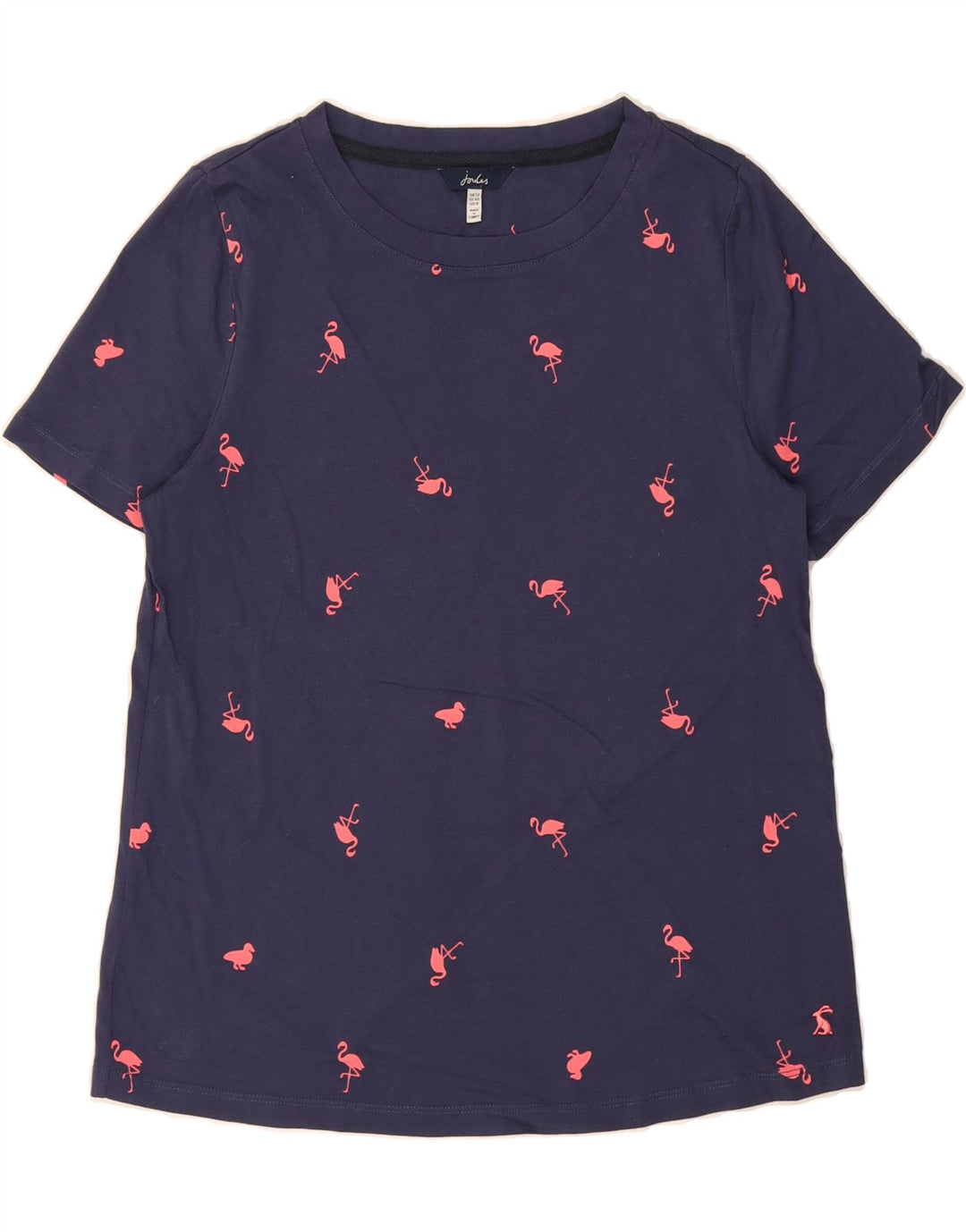 JOULES Womens Abstract Pattern T-Shirt Top UK 12 Medium Navy Blue Cotton Vintage Joules and Second-Hand Joules from Messina Hembry 