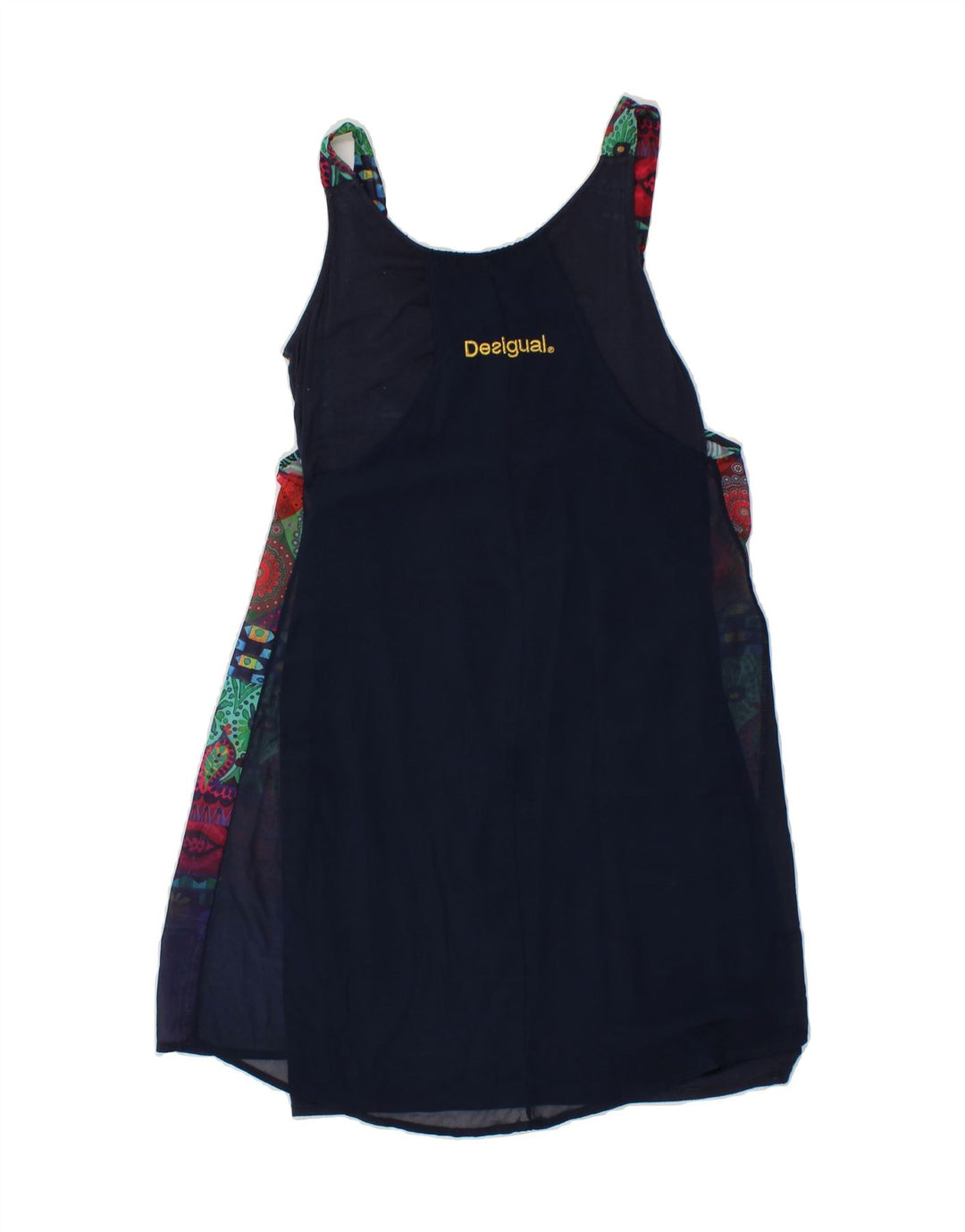 DESIGUAL Womens Sleeveless A-Line Dress EU 34 XS Navy Blue Patchwork Vintage Desigual and Second-Hand Desigual from Messina Hembry 