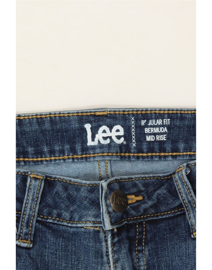 LEE Womens Regular Fit Mid Rise Denim Bermuda Shorts US 12 Large W32 Blue Vintage Lee and Second-Hand Lee from Messina Hembry 