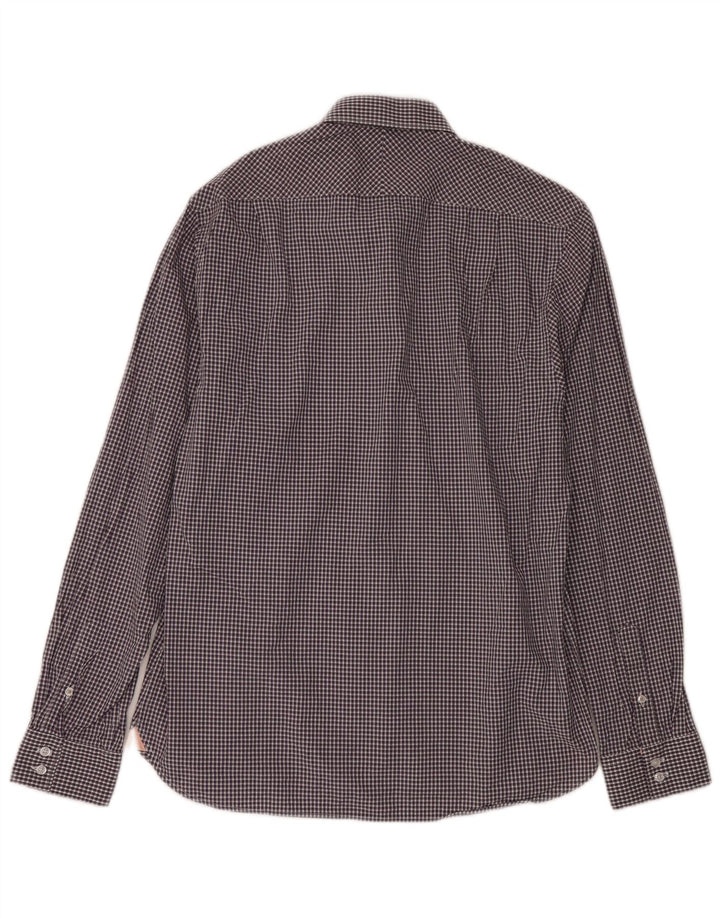 Мужская рубашка Ben Sherman, размер 16, большая, фиолетовая, в мелкую клетку, хлопок