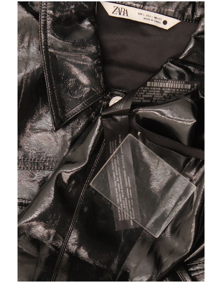 Женское пальто Zara UK 16, большое черное полиэстер