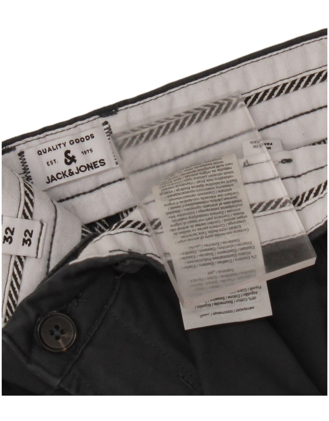 JACK & JONES Мужские узкие брюки-чиносы W32 L32 Серые хлопковые