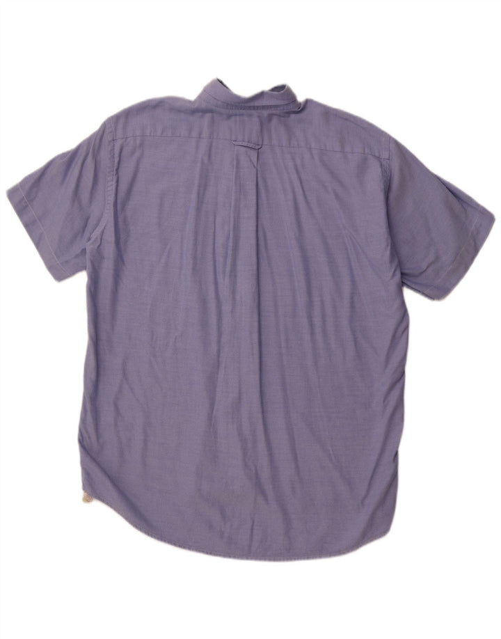 LACOSTE Мужская рубашка с коротким рукавом, размер 41, большая синяя, хлопок