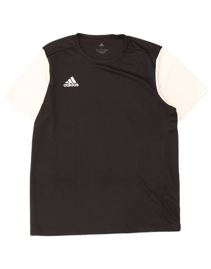 Мужская футболка Adidas с коротким рукавом, большой черный полиэстер с цветными блоками
