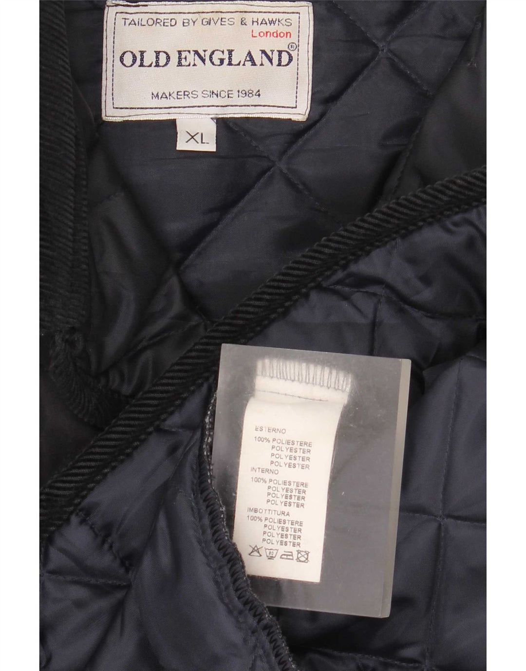 Мужская стеганая куртка Old England UK 42 XL темно-синяя из полиэстера