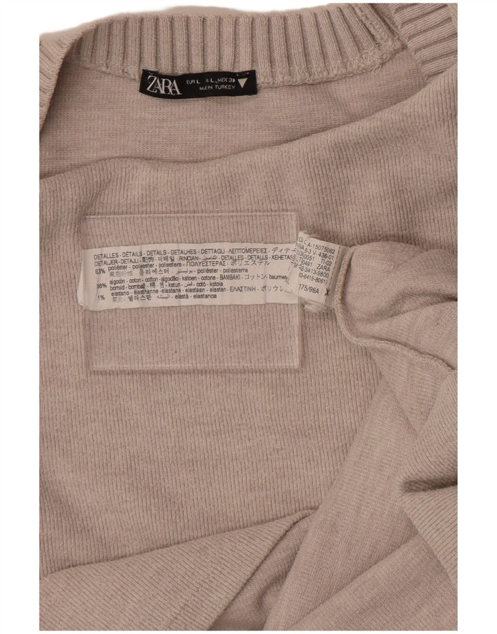 Женский свободный джемпер с круглым вырезом Zara UK 16, большой серый полиэстер