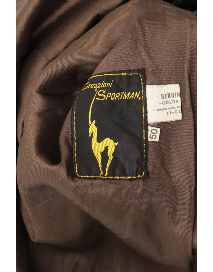 Мужское кожаное пальто VINTAGE IT 50 большое коричневое кожаное