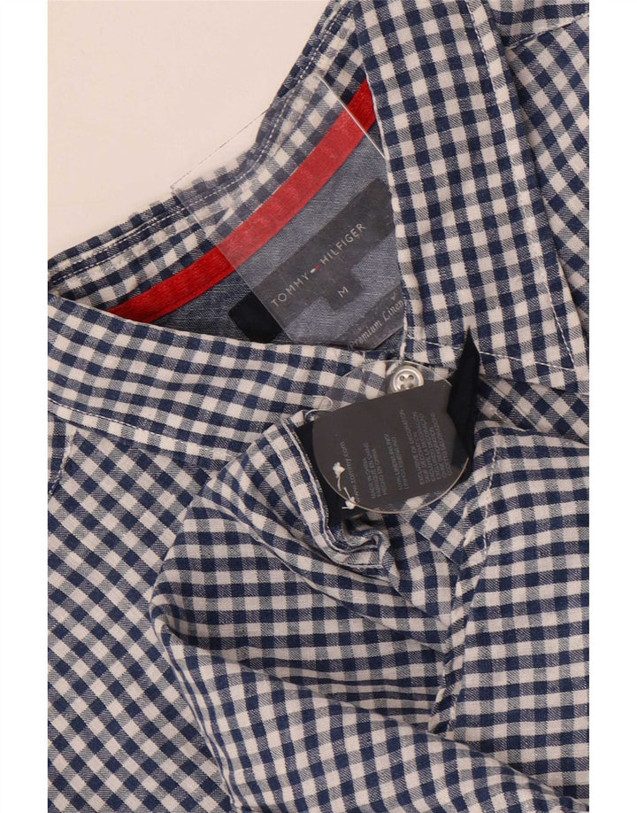 Мужская рубашка Tommy Hilfiger из льна синего цвета в мелкую клетку