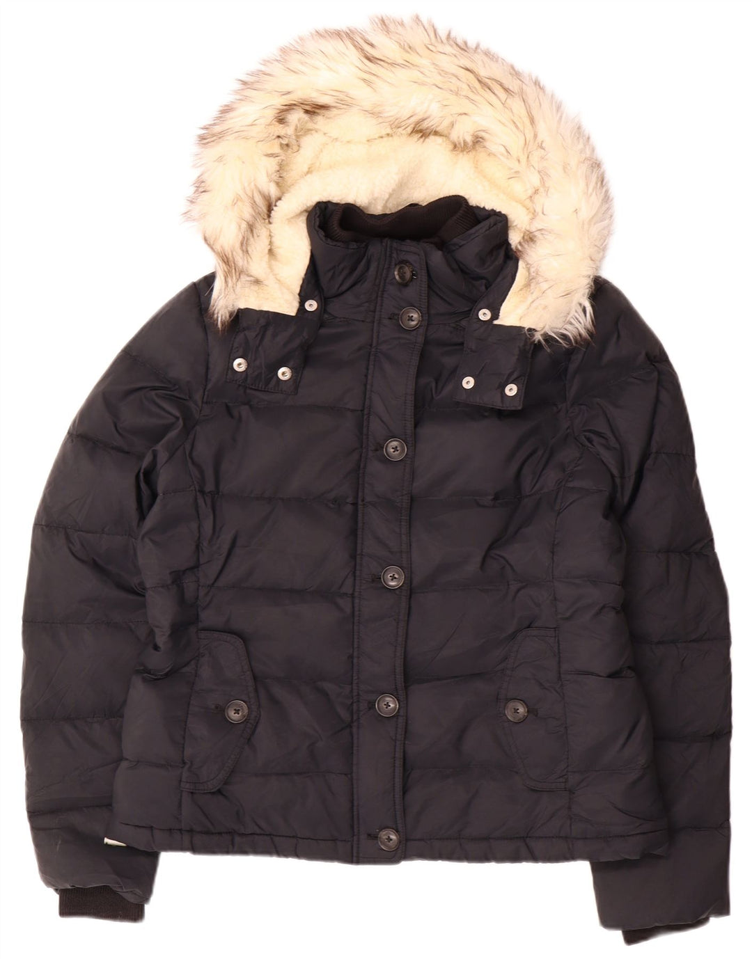 Женская стеганая куртка с капюшоном JACK WILLS UK 14, большой черный нейлон
