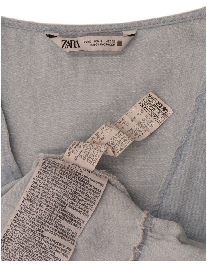Женское многоярусное платье Zara UK 10, маленькое синее, хлопок