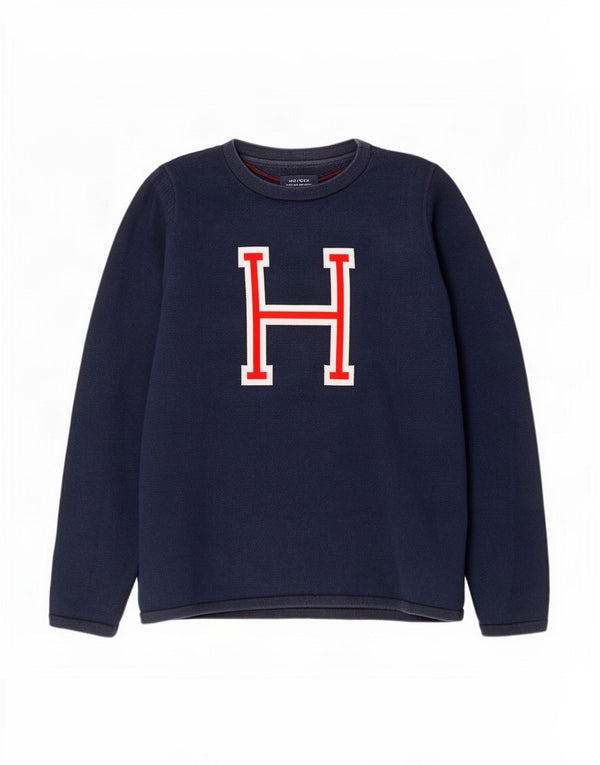 Женский свитер с рисунком Tommy Hilfiger UK 12, средний темно-синий