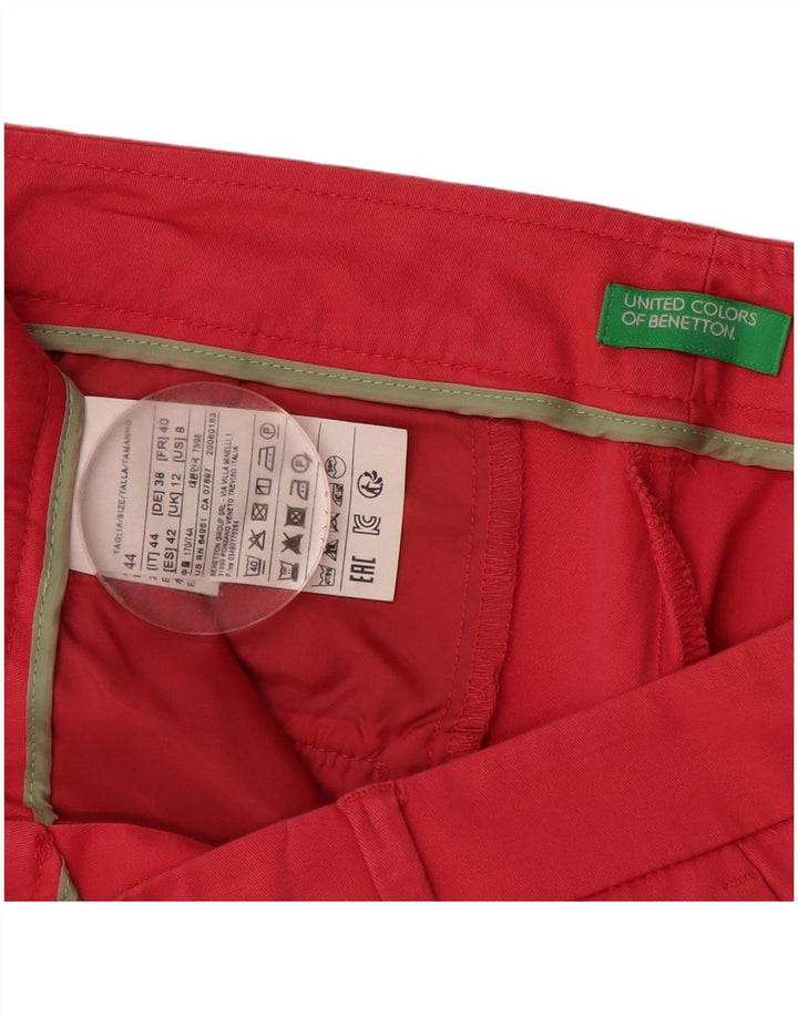 BENETTON Женские узкие повседневные брюки UK 12 Medium W30 L27 Розовый хлопок