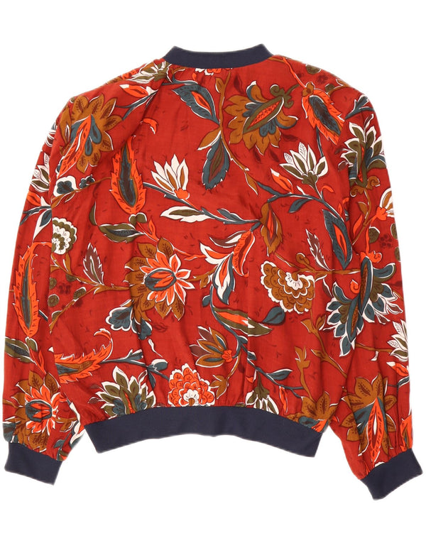 VINTAGE Женская блузка-рубашка UK 18 XL Красная вискоза с цветочным принтом