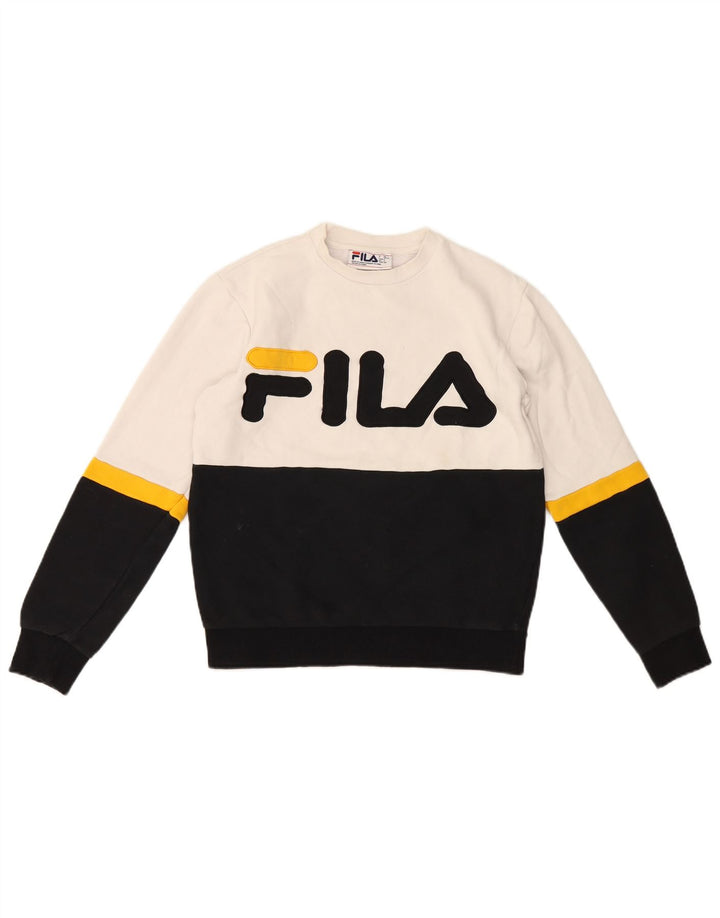 Fila Мужской свитшот с графическим рисунком, маленький белый хлопковый джемпер с цветными блоками