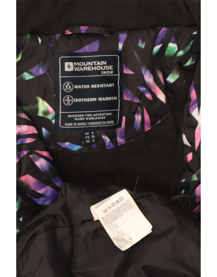 Женская лыжная куртка с капюшоном Mountain Warehouse UK 8, маленькая черная с геометрическим рисунком