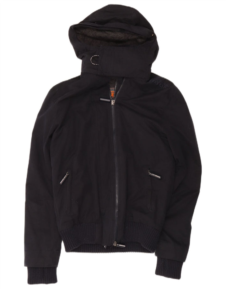 Мужская куртка-бомбер Superdry Windbomber с капюшоном UK 36, маленькая, темно-синяя