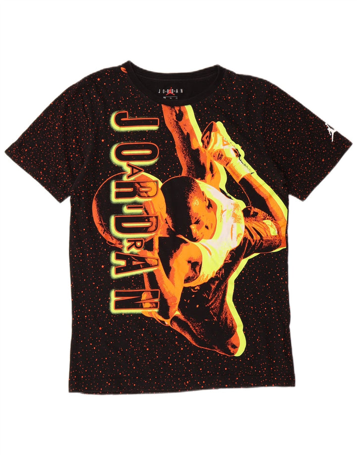 Футболка с графическим рисунком JORDAN для мальчиков, топ 13–14 лет, XL, черный пятнистый хлопок