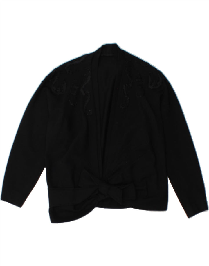 VINTAGE Womens Front Tie Blazer Jacket UK 8 Small Black Vintage Vintage and Second-Hand Vintage from Messina Hembry 