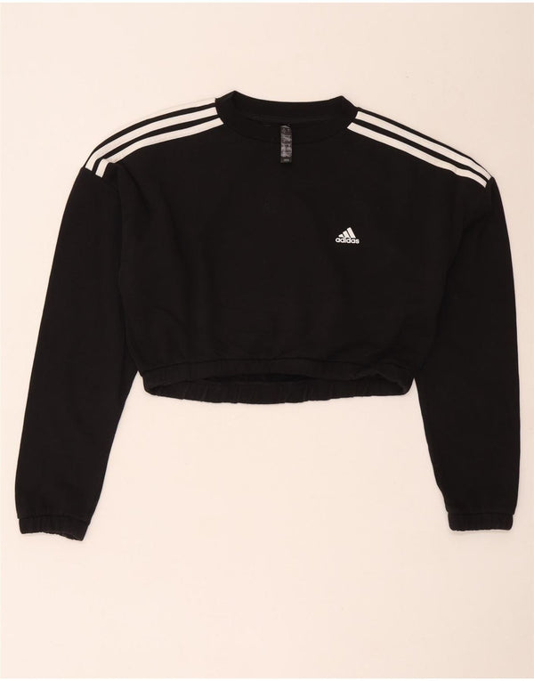 Женский укороченный свитер Adidas UK 12/14, средний черный хлопок