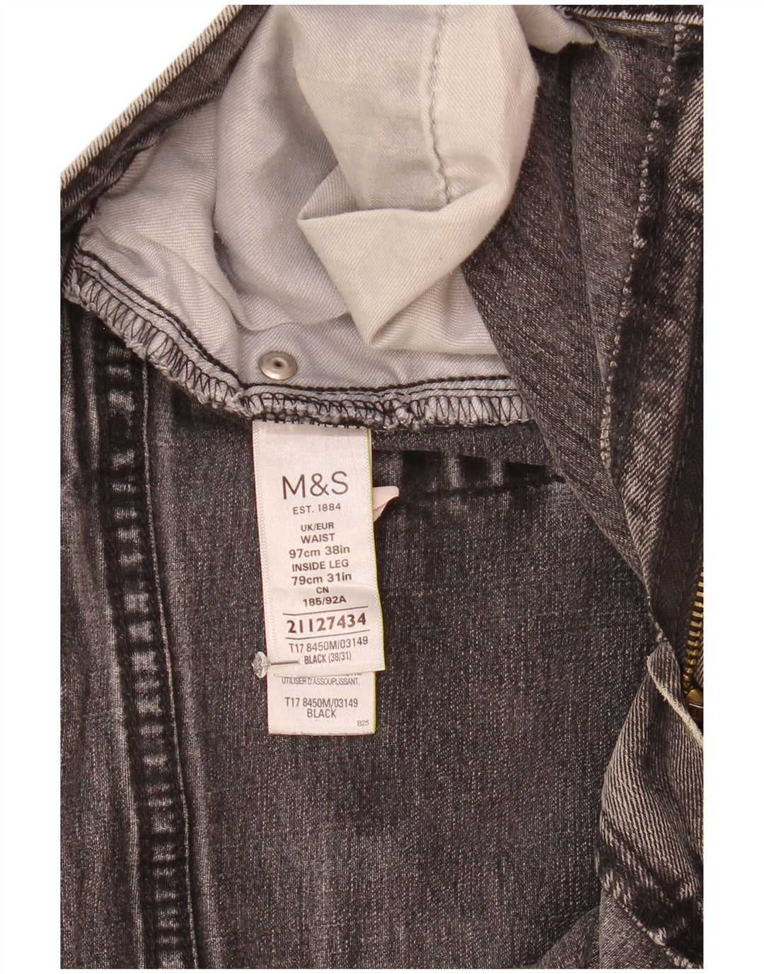 Мужские прямые джинсы Marks & Spencer W38 L31, черный хлопок