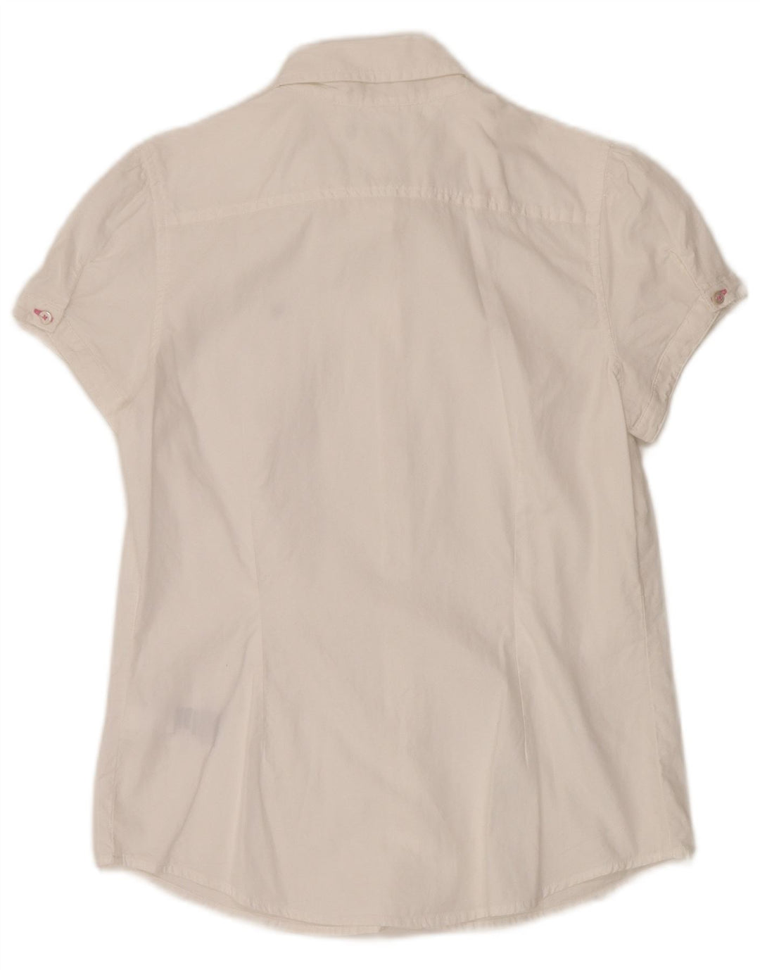 TOMMY HILFIGER Женская блузка-рубашка с коротким рукавом UK 14 Средний Белый Хлопок