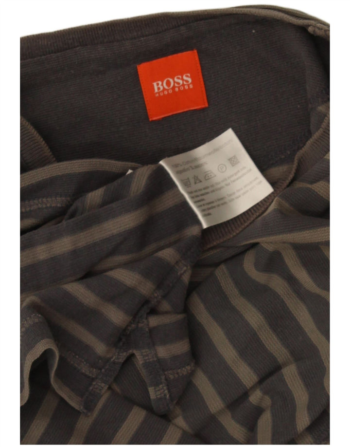 Hugo Boss Мужская футболка из хлопка среднего серого цвета в полоску