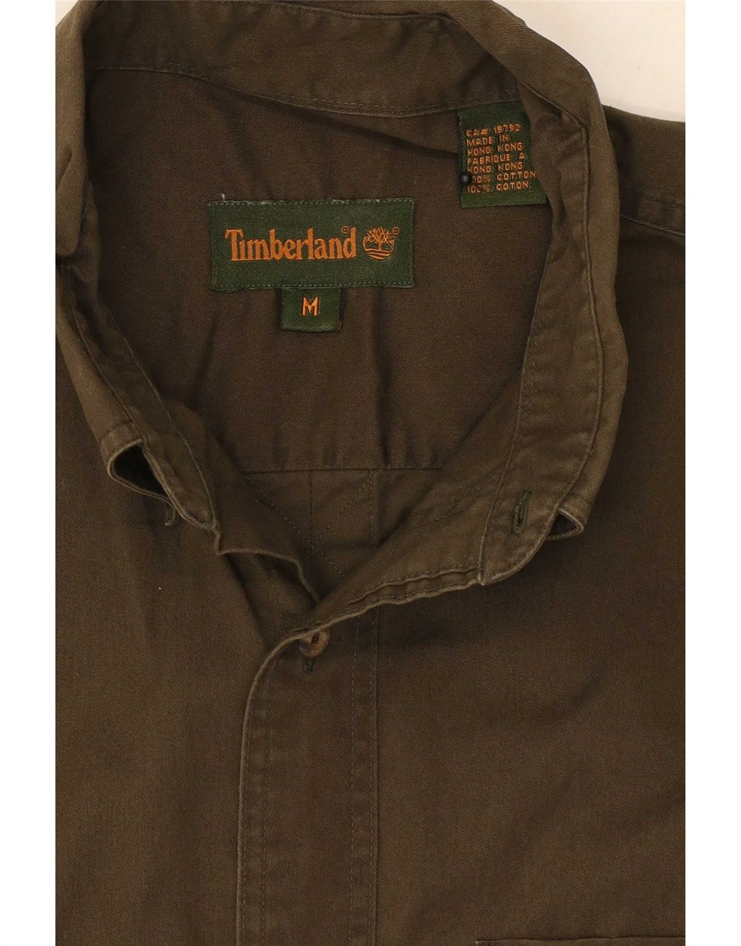 Мужская рубашка Timberland из хлопка среднего цвета хаки