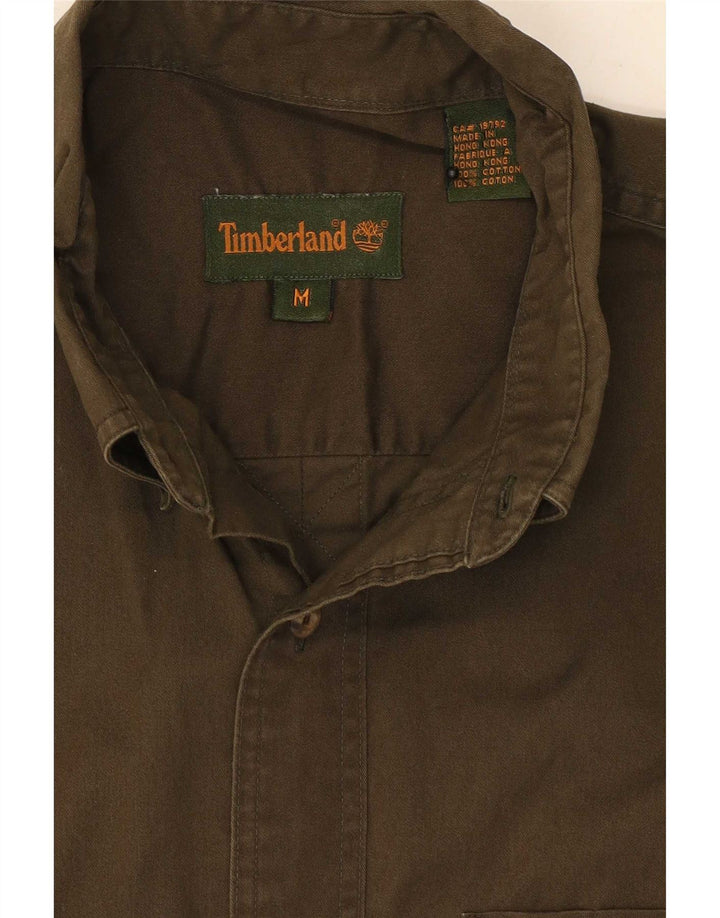 Мужская рубашка Timberland из хлопка среднего цвета хаки