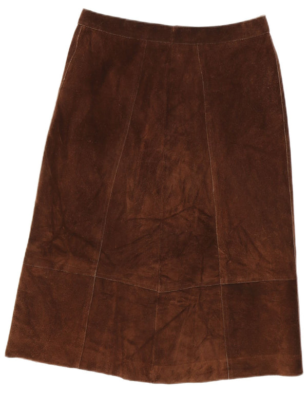 Винтажная женская замшевая юбка-миди с высокой талией IT 46, большая W30, коричневая